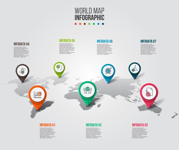 Global Map with Pointer Marks vector image