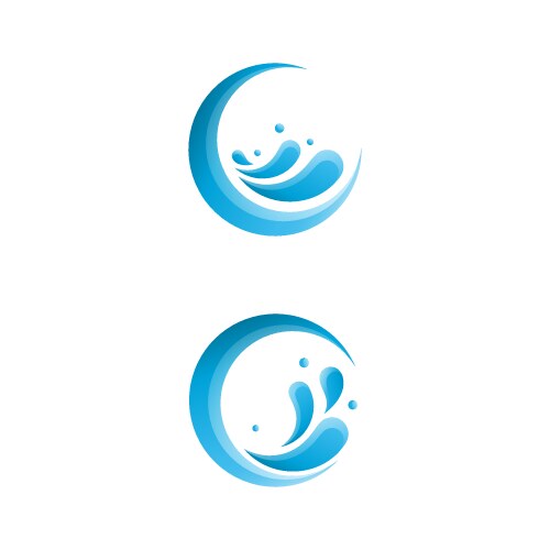 Blue sea waves icon with water splash Royalty Free Vector