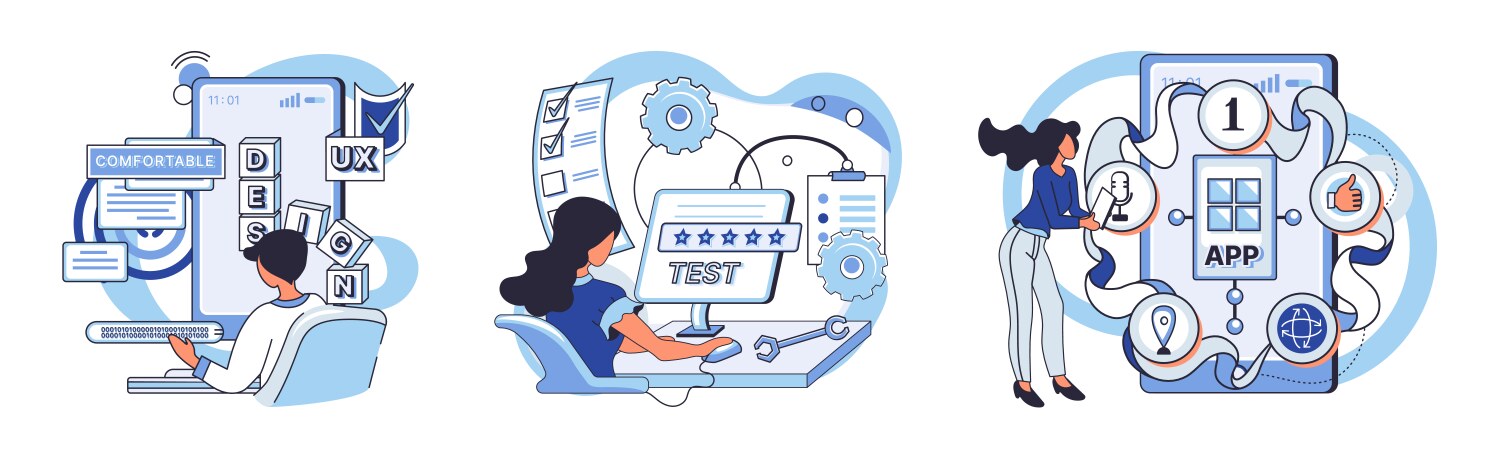 Application testing metaphor software vector image