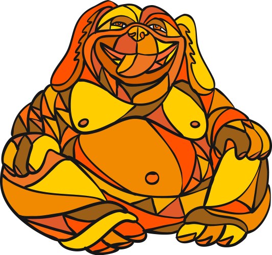 laughing buddha dog mosaic color vector