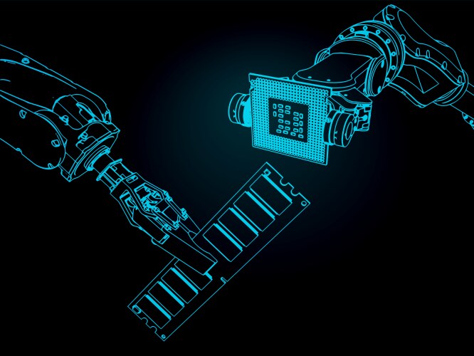 Manipulators and microelectronics vector image