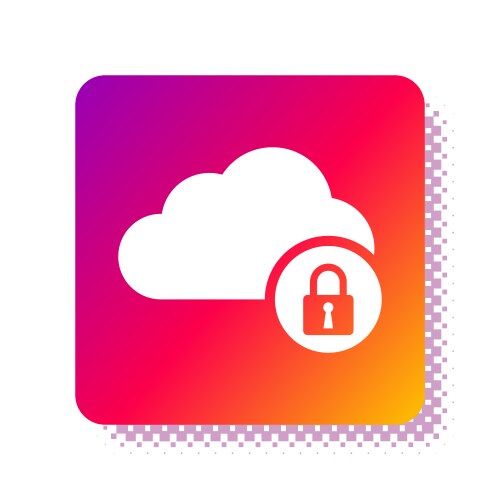 White cloud computing lock icon isolated on vector image