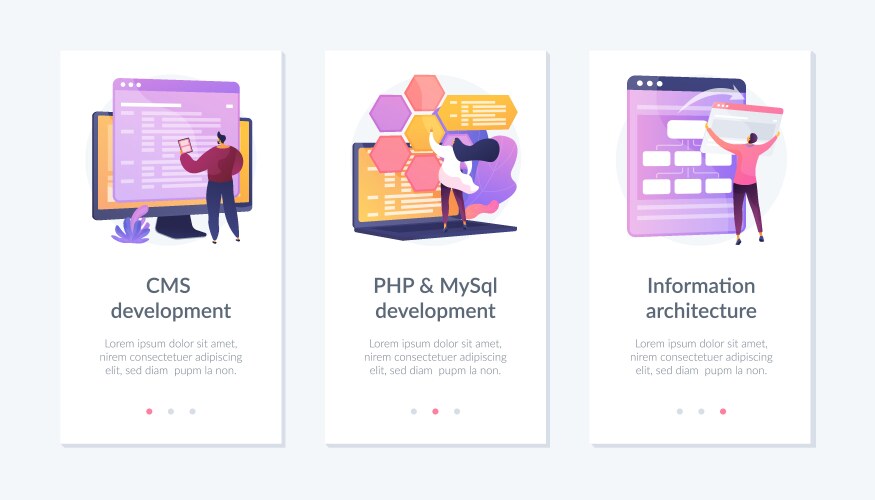 Backend development app interface template vector image