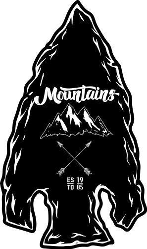 Camping emblem in arrowhead shape design element vector image