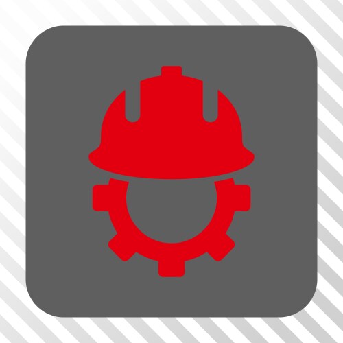 Development helmet rounded square button vector image