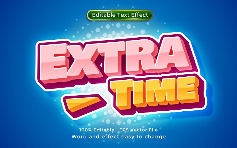Extra time text editable effect vector image
