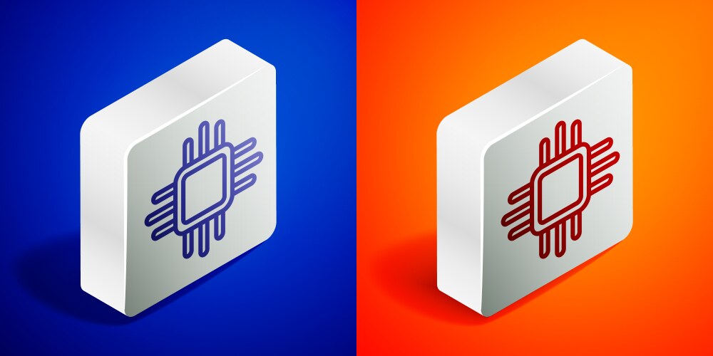 Isometric line computer processor vector image