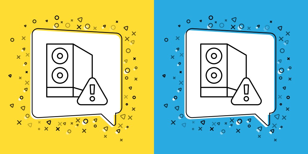 Set line case of computer with exclamation mark vector image