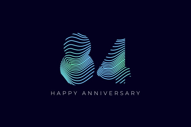 Numeric design with line curve 84th happy vector image