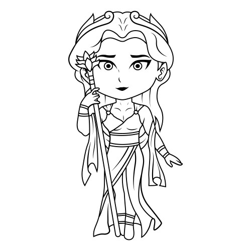 Hera chibi mascot line art Vector Image