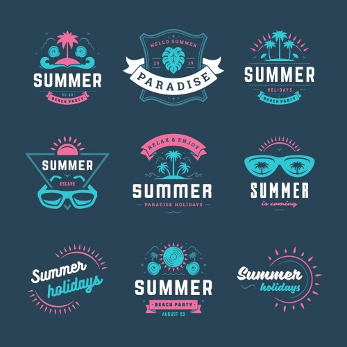 Summer holidays labels and badges retro typography vector image