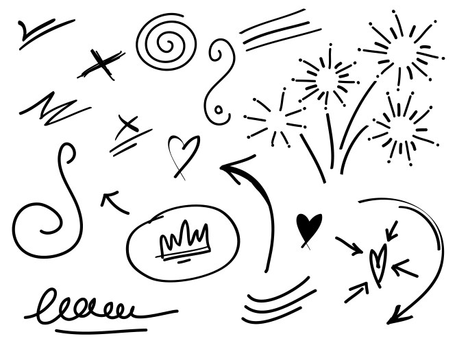 Hand drawn set of abstract doodle elements Vector Image