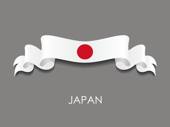 Japanese flag wavy ribbon background Royalty Free Vector