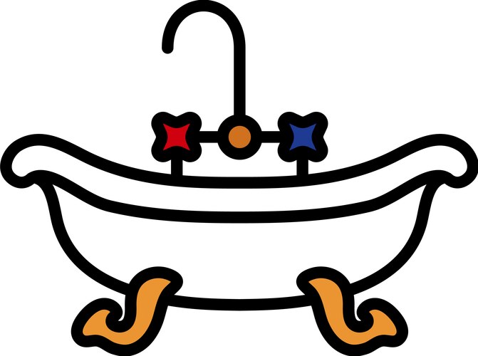 Simple line drawing of a classic clawfoot bathtub Vector Image