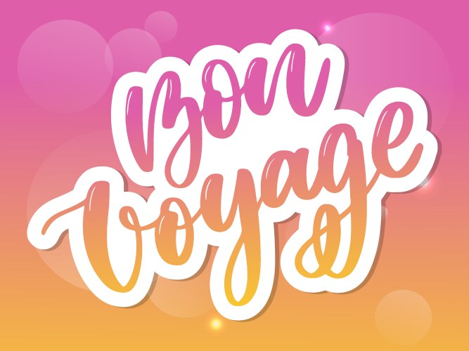 Hand drawn lettering bon voyage word hands vector image