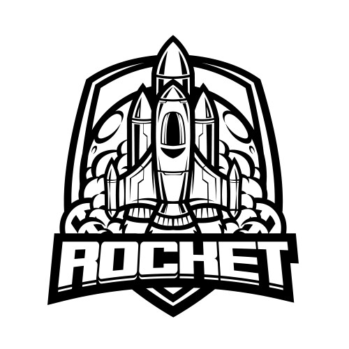 Rocket space mascot logo line art vector image