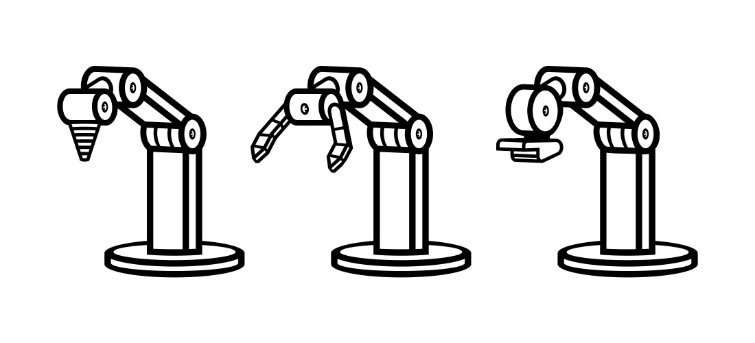 set of robotic arms vector image