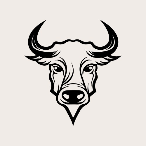 Bull head one color logo emblem or icon Vector Image