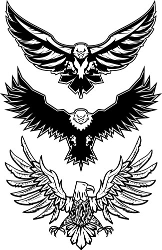 Hand drawn bold linework swooping tattoo eagle Vector Image