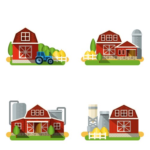 A farm with red house and windmill Royalty Free Vector Image