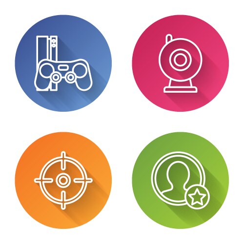 Set line game console with joystick web camera vector image