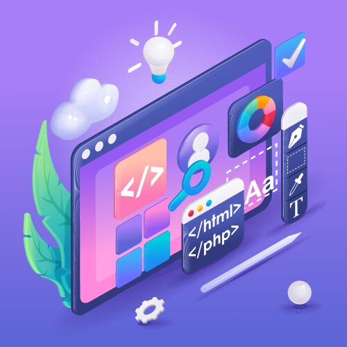 3d isometric cartoon mobile vector image