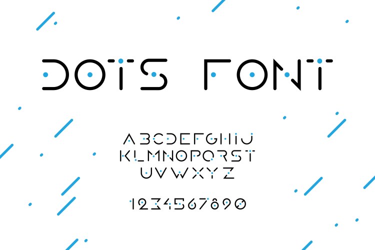 dots font minimal uppercase numbers and letters vector image