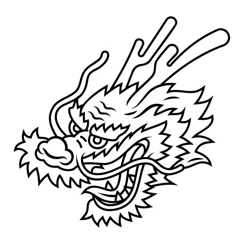 Dragon head line for chinese new year isolated Vector Image