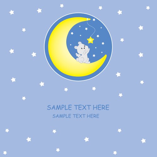 Cute elephant fishing stars sitting on the moon Vector Image