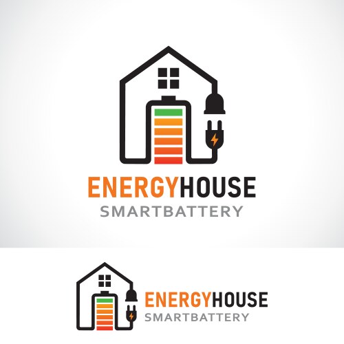 Battery house logo design template vector image