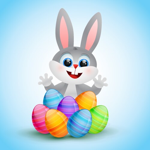 A rabbit painting the easter egg Royalty Free Vector Image
