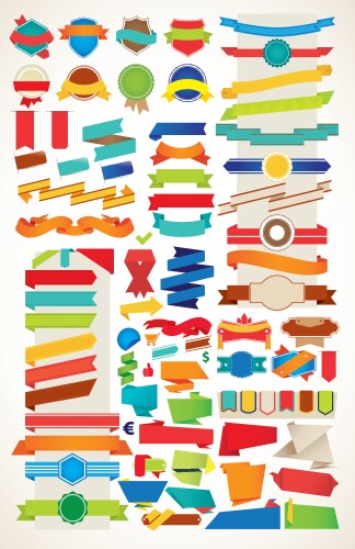 Different types decoration color ribbon set Vector Image