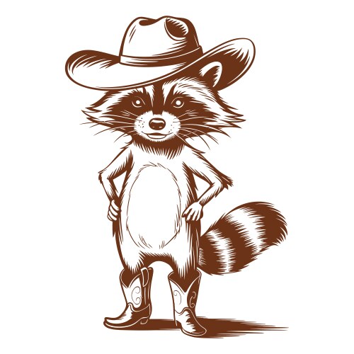 Raccoon Cowboy Sketch Vector Image