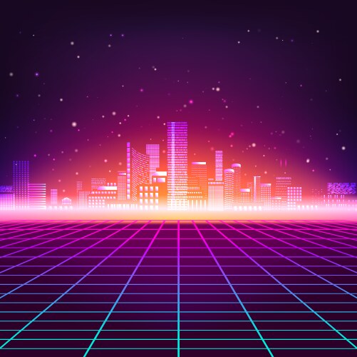 80s retro futurism sci-fi background Royalty Free Vector