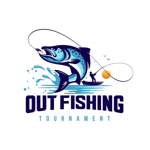 Fishing club logo design template Royalty Free Vector Image