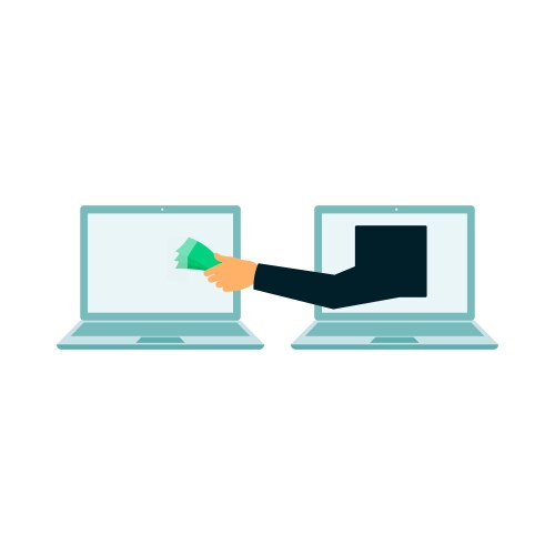 Hacker stealing documents and money from computer vector image