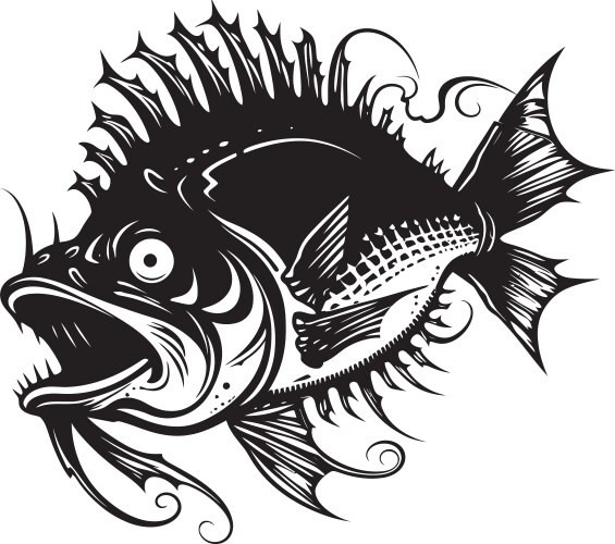 Abyssal aberration evil angular fish emblem Vector Image