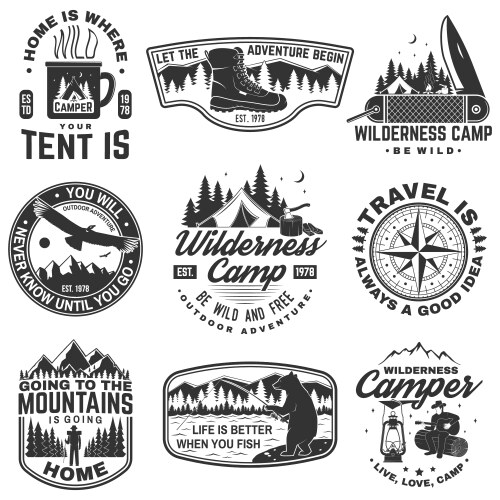 Outdoor Adventure Symbols & Quotes Vector Image