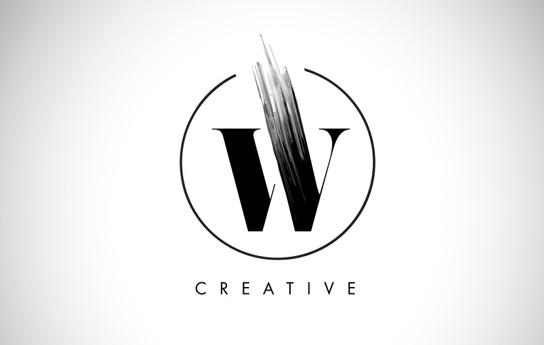 Brush stroke letter w logo design with artistic Vector Image