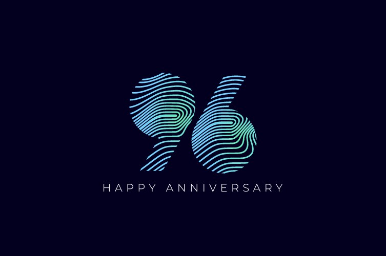 Numeric design with line curve 96th happy vector image