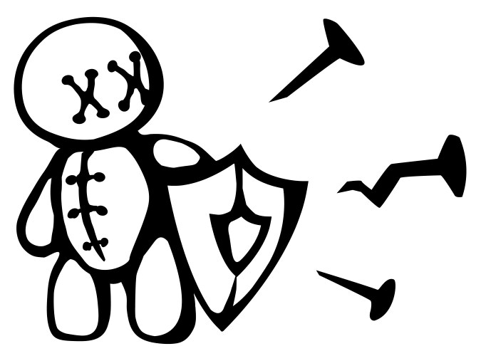 Voodoo doll shield stencil vector image