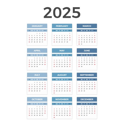 2025 calendar Royalty Free Vector Image VectorStock