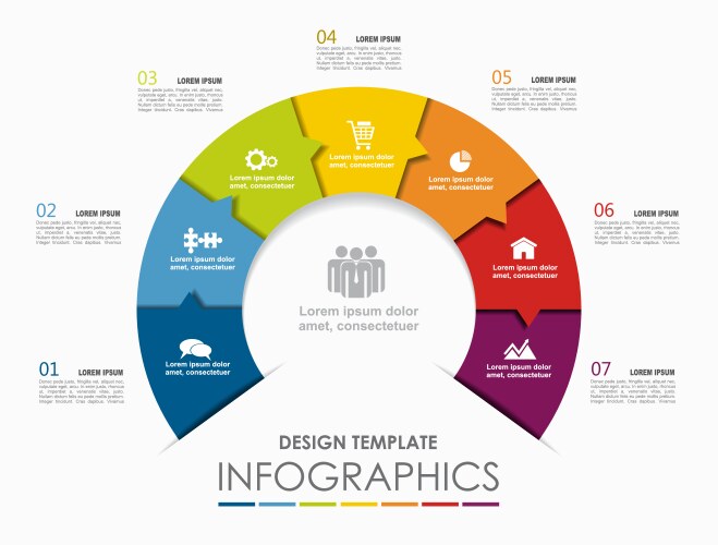Circle Chart Template For Infographics 4 Vector Image