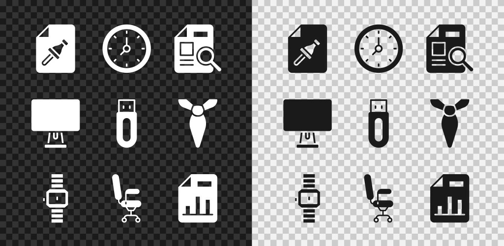 Set note paper with push button clock document vector image