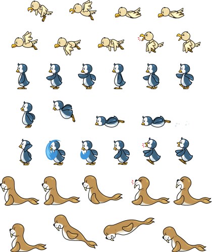 animal enemies game sprites vector image