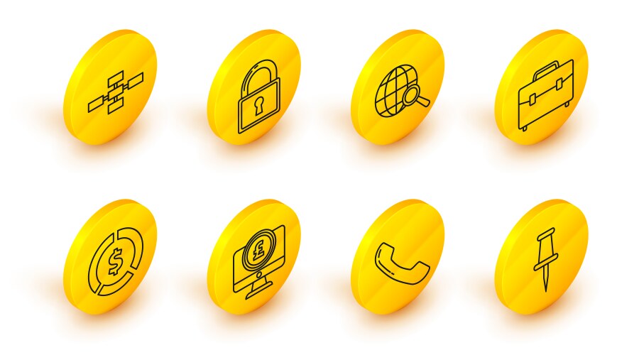 Set line push pin computer monitor with pound vector image