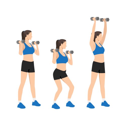 Woman doing seated lateral side shoulder dumbbell Vector Image