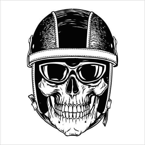 Biker Skull with Helmet Vector Image