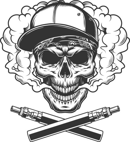 Monochrome Skull with Smoke Vaporizers Vector Image