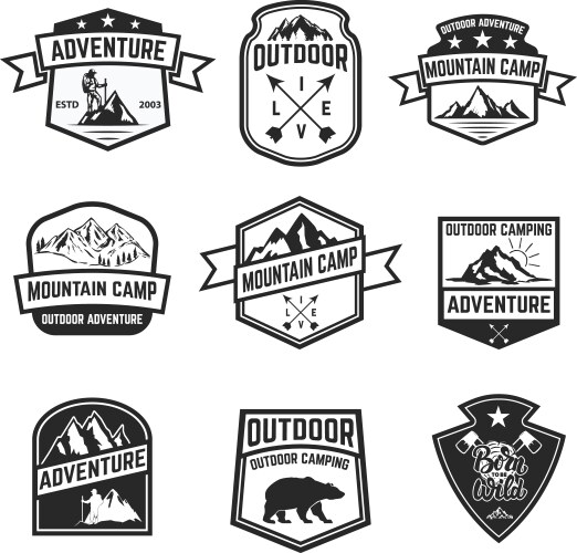 Outdoor Adventure Badges Vector Image